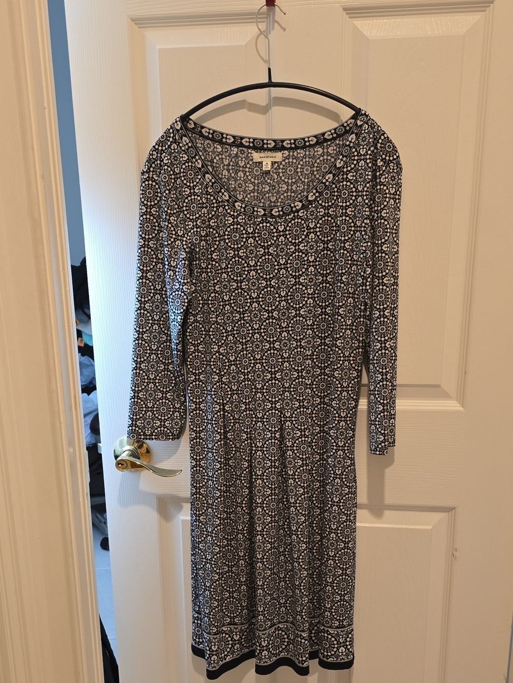 Max Studio Black and White Patterned Midi Dress
